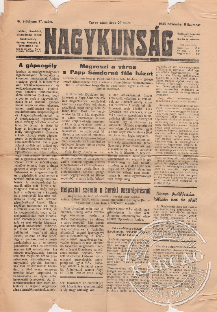 NAGYKUNSÁG - 1943. november 6.