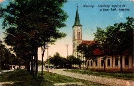 Karczag. Széchényi sugárut és a Rom. kath. templom.